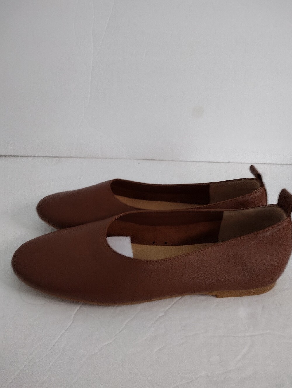 Quince Women Italian Leather Glove Ballet Flats Shoes Cognac Size 7.5 New - Picture 4 of 11